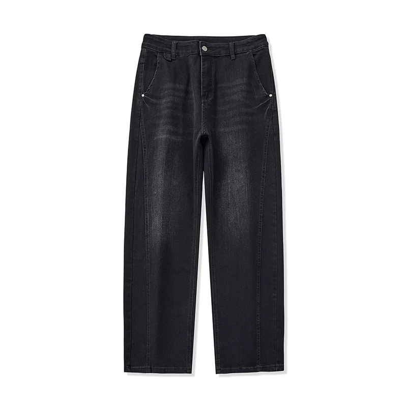 

Свободные прямые рваные джинсы Мужские весенне-осенние широкие повседневные длинные брюки Джинсовые свободные джинсы с дырками Прямые джинсы