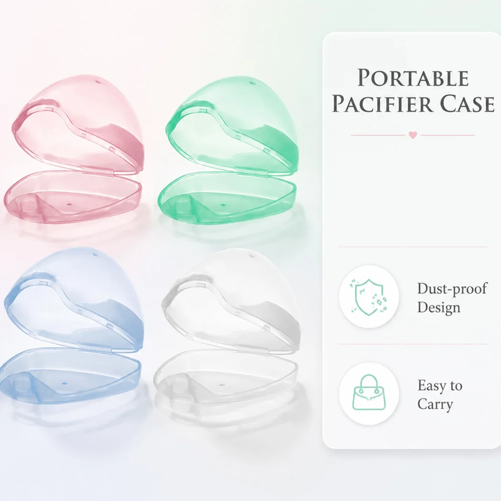 4Pcs Portable Pacifier Storage Box, Dust-Proof Baby Pacifier Storage Box, Portable Baby Teether Storage Box for Outings, Transparent Breathable Pacifier Dust-Proof Box