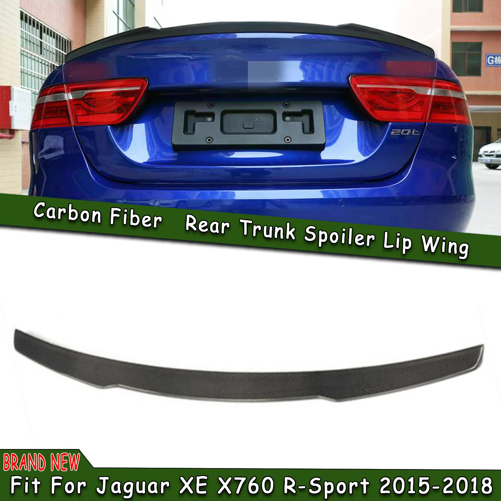 Carbon Fiber Rear Trunk Spoiler Wing Tailgate Splitter Lip Decklid Flap For Jaguar XE X760 R-Sport 2015-2018