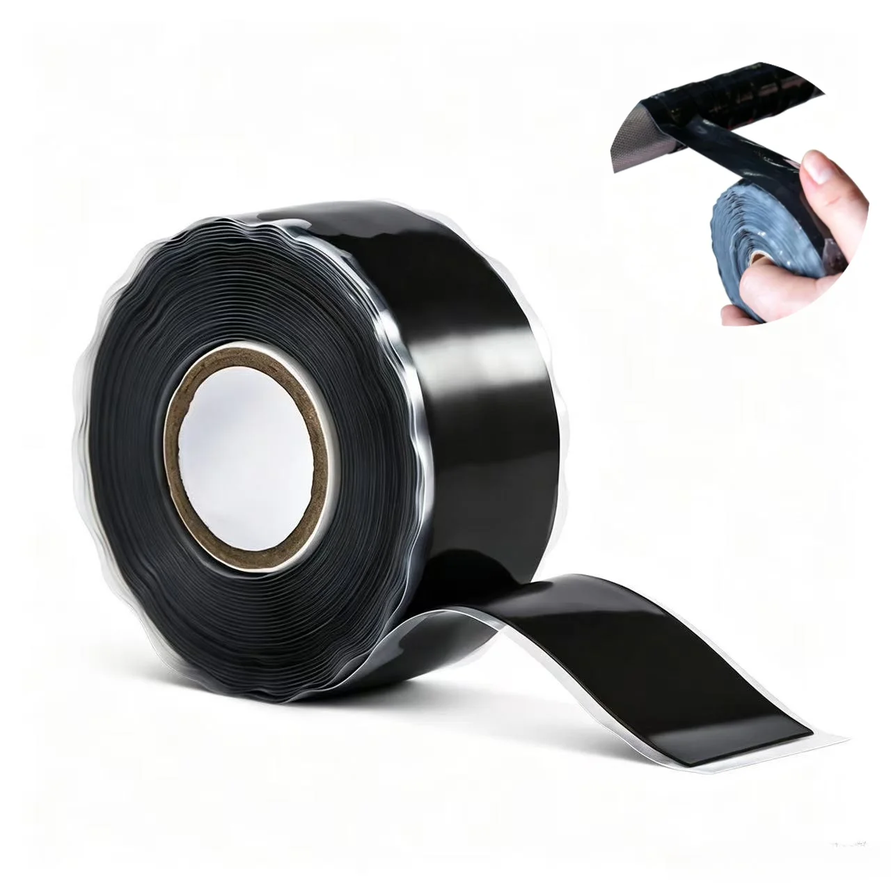 Black Silicone Self Fusing Leak Repair Tape, 2.5cm Width,Waterproof Pipe Sealing Tape for Water Pipe Emergency Leak Fix