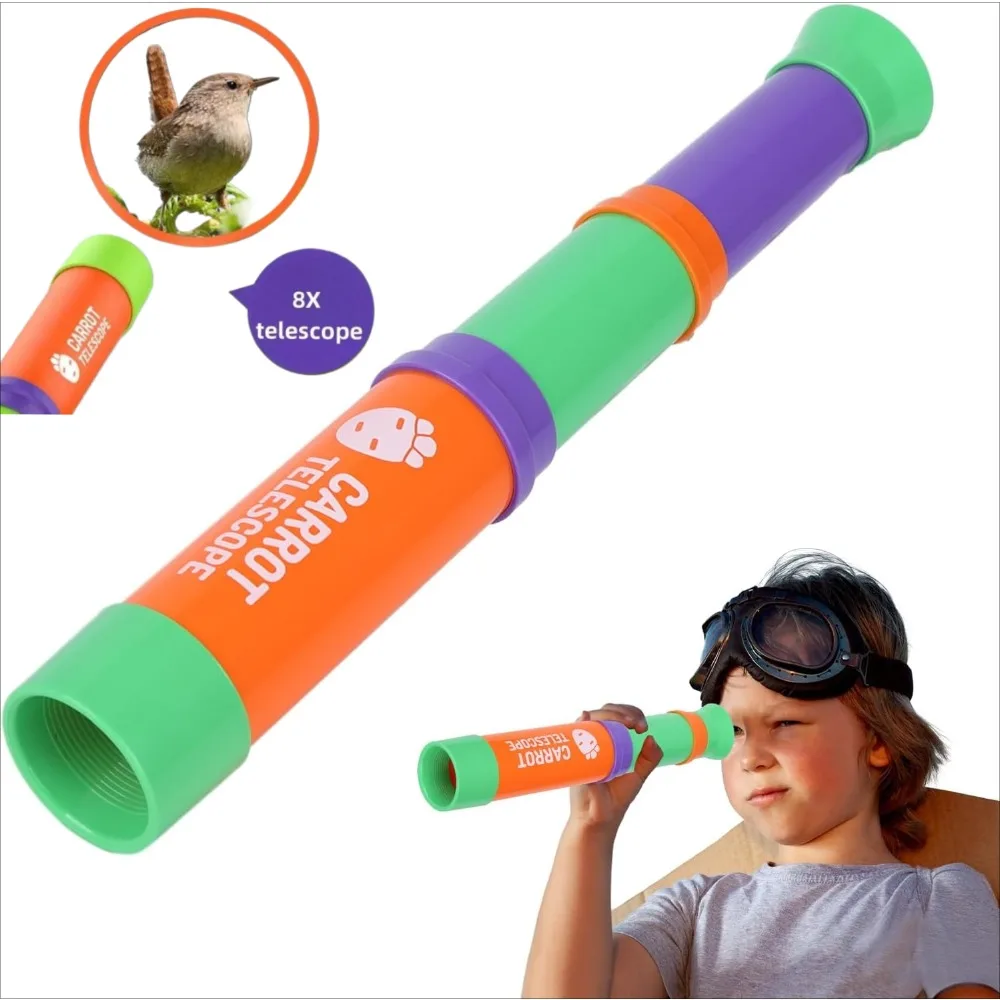 Radish Telescope 8x Telescope Retractable Monocular 3-section Length Free Adjustment Carrot Telescope Gifts for Kids Boys Girls