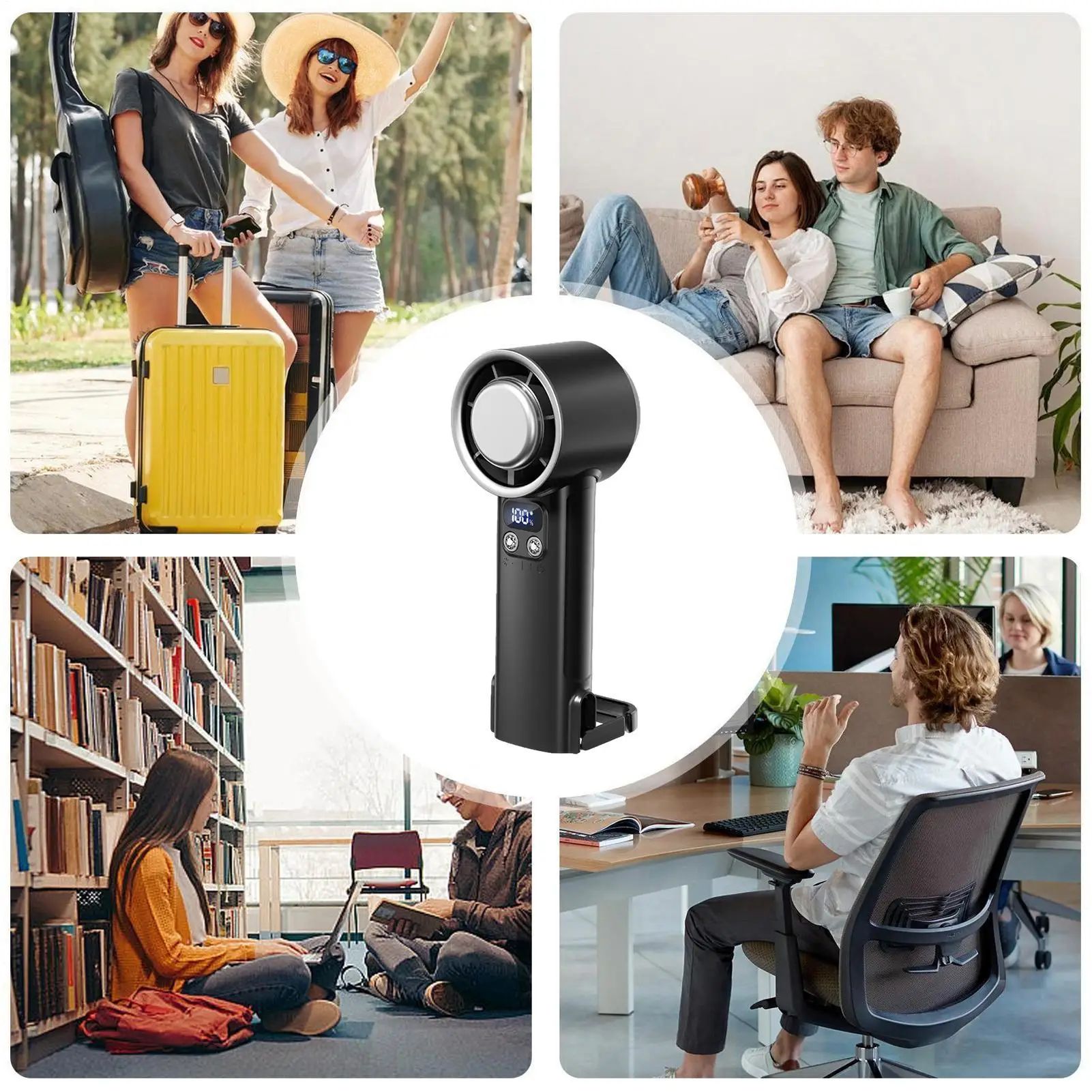 

Портативный ручной вентилятор с 100 скоростями, перезаряжаемый, с цифровым дисплеем, 4000 мАч, персональный вентилятор для путешествий и отпуска