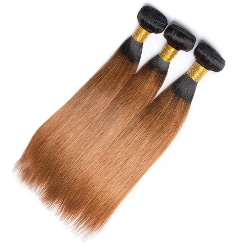 1b30 Rechte Bundels Menselijk Haar Ombre Bruine Bundels 100 G/stk Voor Vrouwen Braziliaanse Remy Menselijk Haar Ombre Kleur 1b30 Bundels