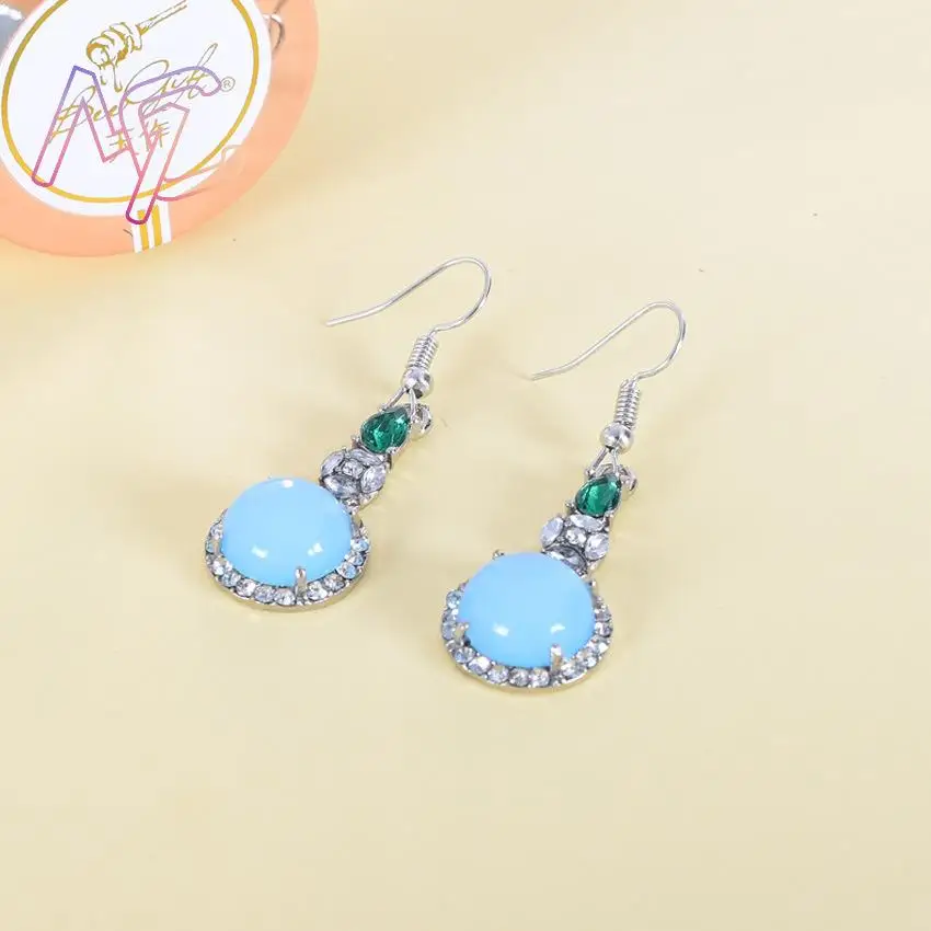 Blue Natural Jade Earrings Vintage Designer Amulet Luxury Real Jewelry Carved Gemstone Lucky Charm Fashion Accessories