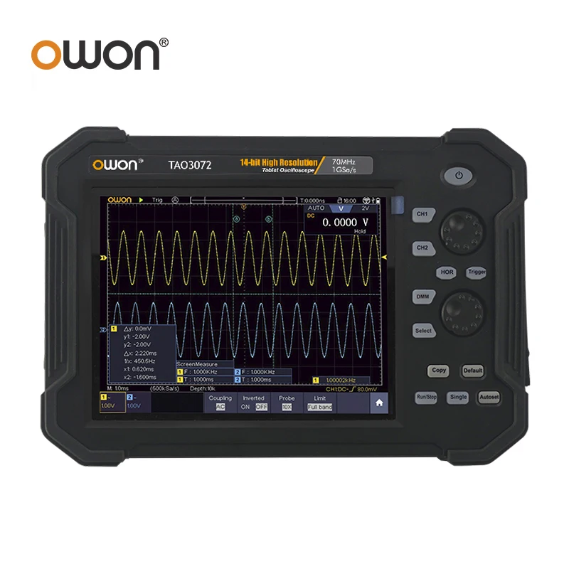 OWON TAO3072 TAO3102 Handheld Tablet Digital Oscilloscope 2CH 100MHz 1GS/s 40M Record Length 8inch Oscilloscope+Multimeter