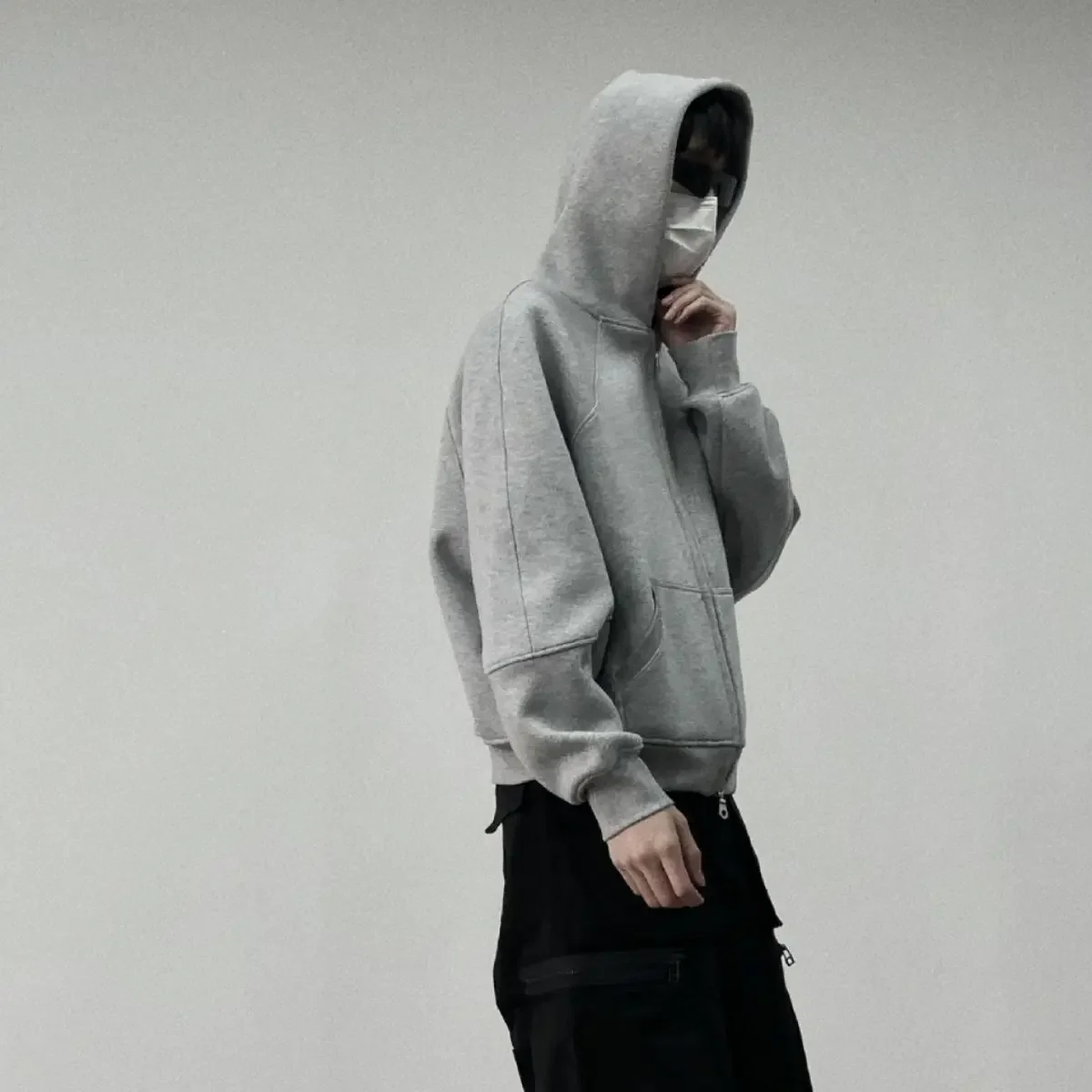 

Men's Heavyweight Cotton Zipper Cardigan Threaded Cuffs Autumn Hooded Sweatshirt Knitted Fabric Solid Printed Pattern