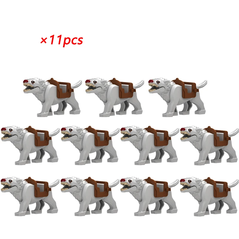 

11pcs Medieval Knight light gray Wolf Widen the seat deef sheep Pig Animal Decorative Toy Moc Building Block