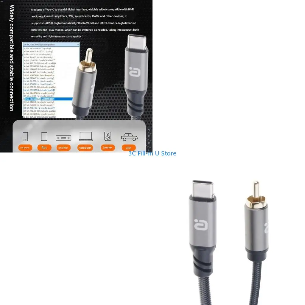 G8TA Professional Coaxial Cable For Type C Devices 1m With Gold Color Connectors