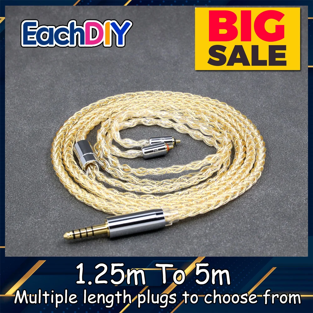 

8 Core 99% 7n Pure Silver 24k Gold Plated Earphone Cable For UE Live UE6Pro Lighting SUPERBAX IPX LN008425