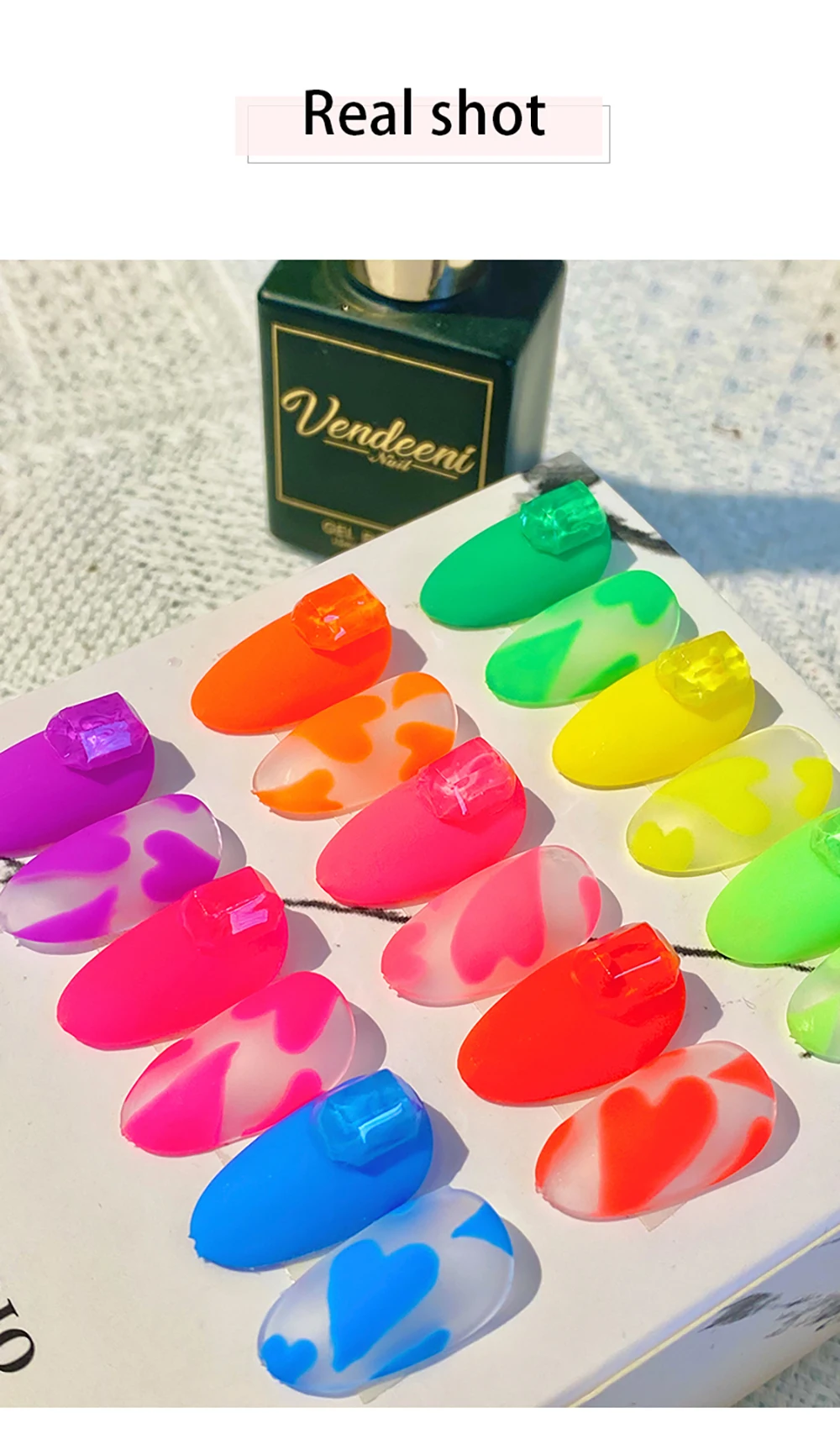 Vendeeni 9 Farben/Set Bunter Gel-Nagellack Semi-Permanenter UV-LED Soak-Off Gel-Lack Regenbogenfarben Gel-Lack für Nagelkunst – Detail 9