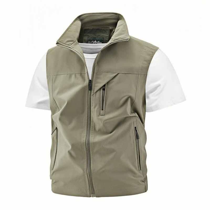 

2025 New Fashion Men's Vest Jacket Windproof Solid Sleeveless Jackets Motorcycle Ourdoor Waterproof Biker Vest for Men Clothing