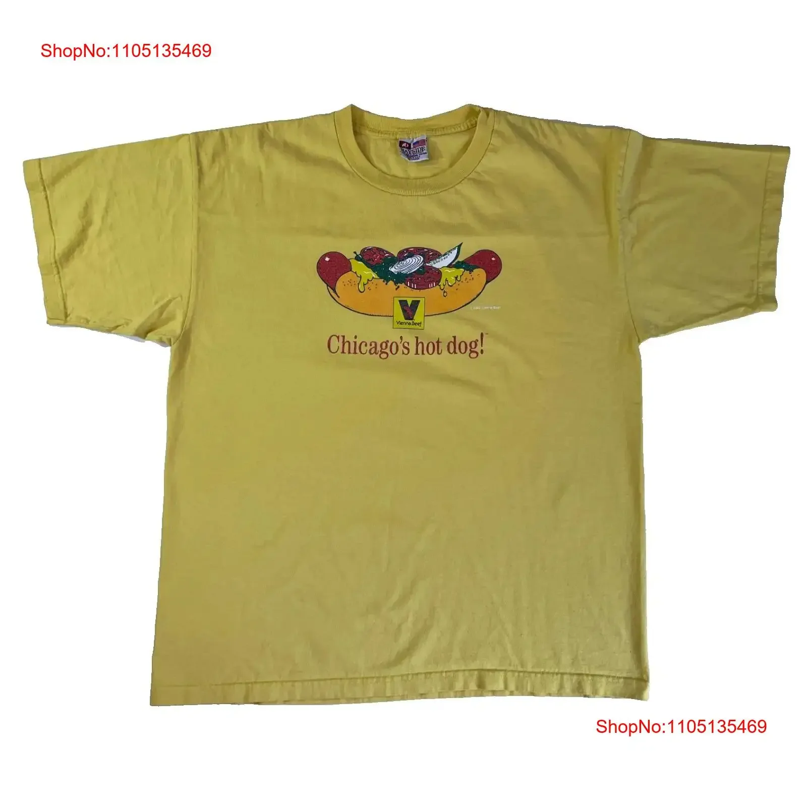 خمر 2005 فيينا لحم البقر شيكاغو هوت دوج تي شيرت بايسايد صنع في الولايات المتحدة الأمريكية Sz 2XL خمر غسلها امتدت عادية قليلا #1