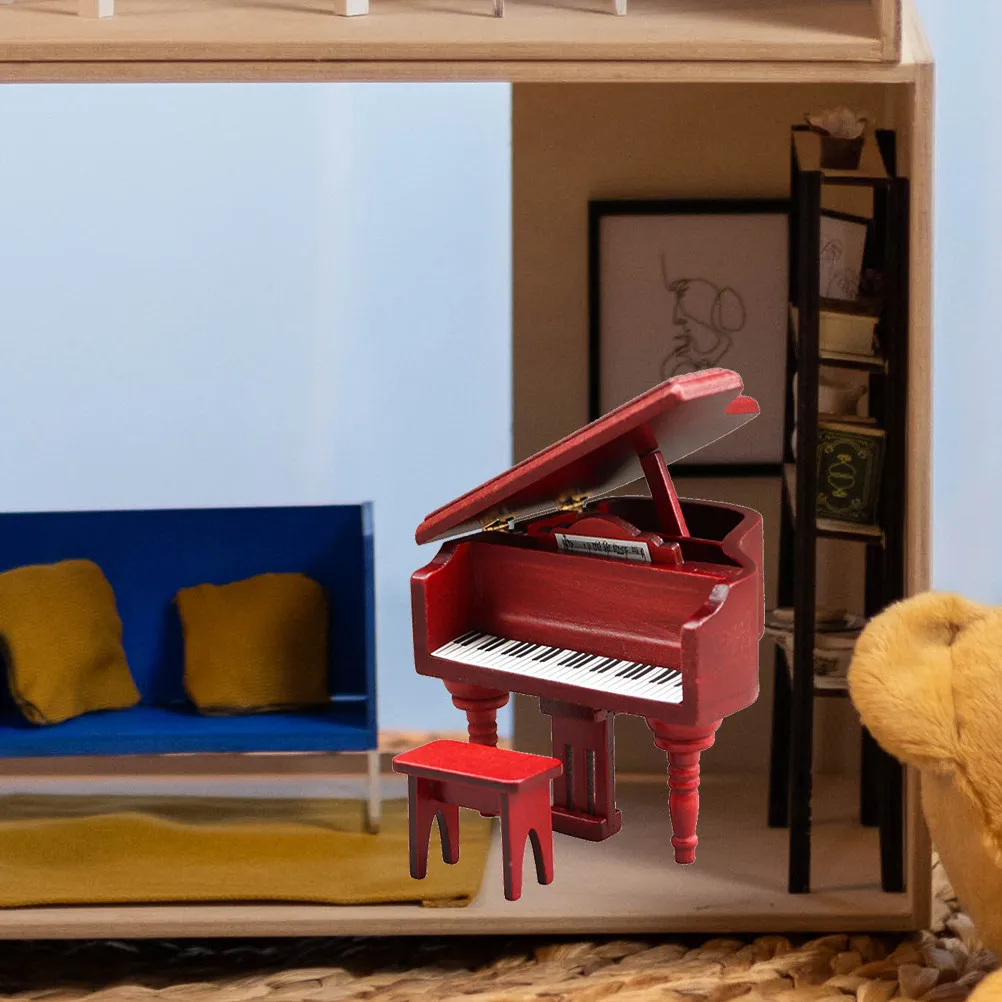 

Миниатюрное деревянное пианино ручной работы для интерьера мини-домика, идеальное украшение для музыкальной комнаты