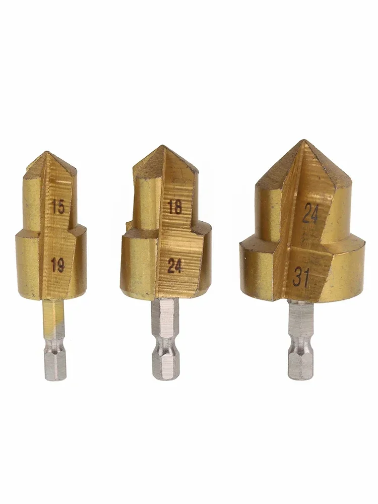 3pcs Water Pipe Expansion Drill Puncher 6.35mm Hex Shank Drill Bit Hydraulic Electrical Hole Opener Water Pipe Hole Expanding