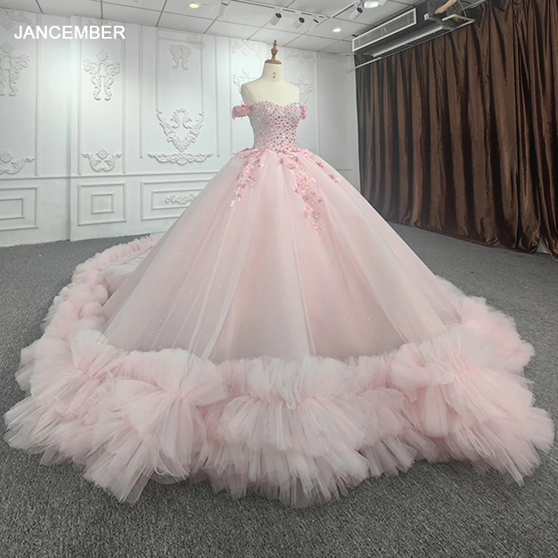 

JANCEMBER Quinceanera Dresses Ball Gown Sequined Vestidos De 15 Años 2023 Pink Sweetheart DY1122 vestido de niña de las flores