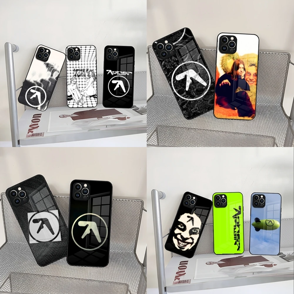 Aphex Twin Symbol Logo Phone Case for Iphone 16 15 14 12 11 13 Pro Max Mini X Xr Xs Se 8 Puls glass