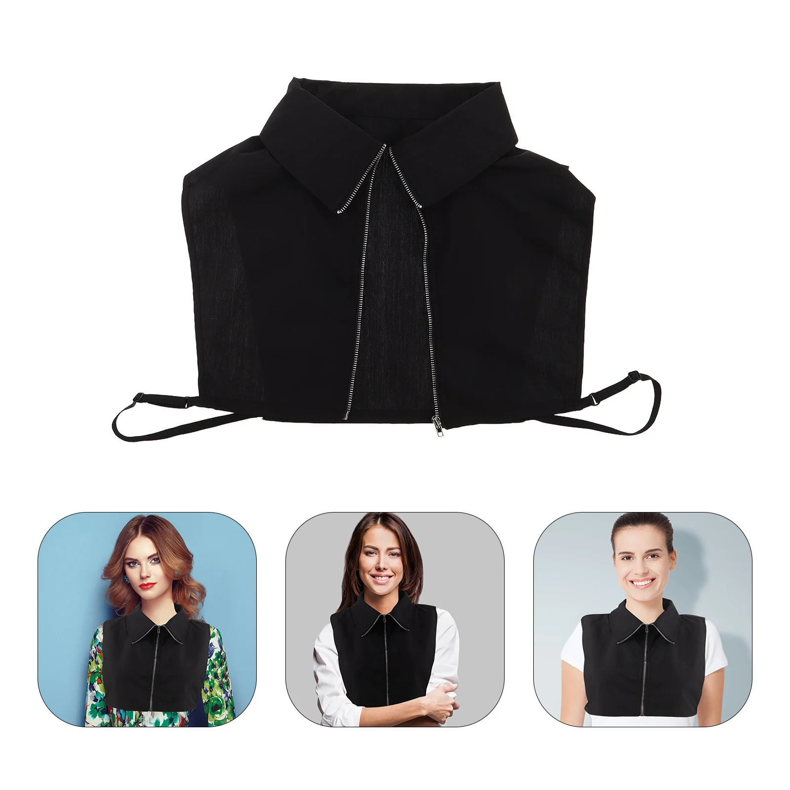 Detachable Collar For Women Autumn Winter Fake Collar Polyester Zippered Neckwear Stylish Layering Piece For Blouses