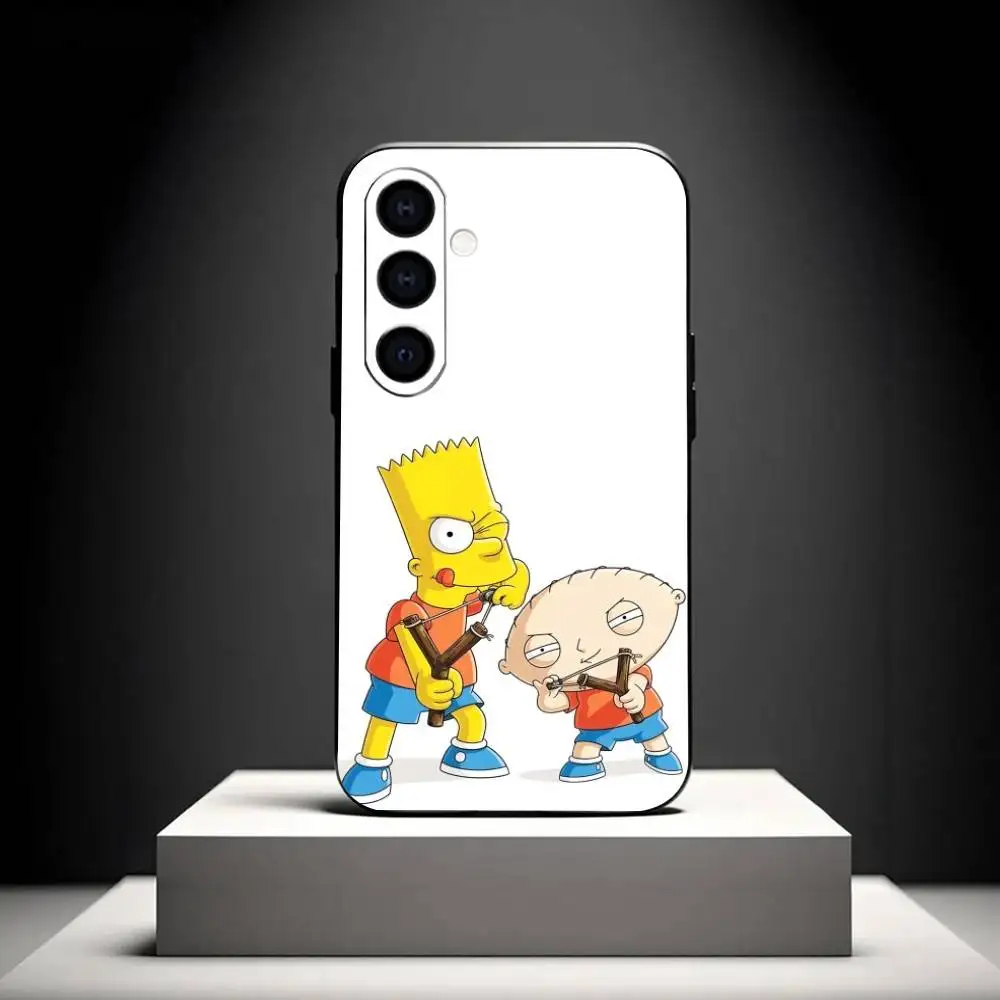 C-Cartoon F-Family Funny Guy حافظة لهاتف سامسونج جالاكسي A73، A72، A71، A70، A53، A52، A51، أخرى غلاف أسود ناعم