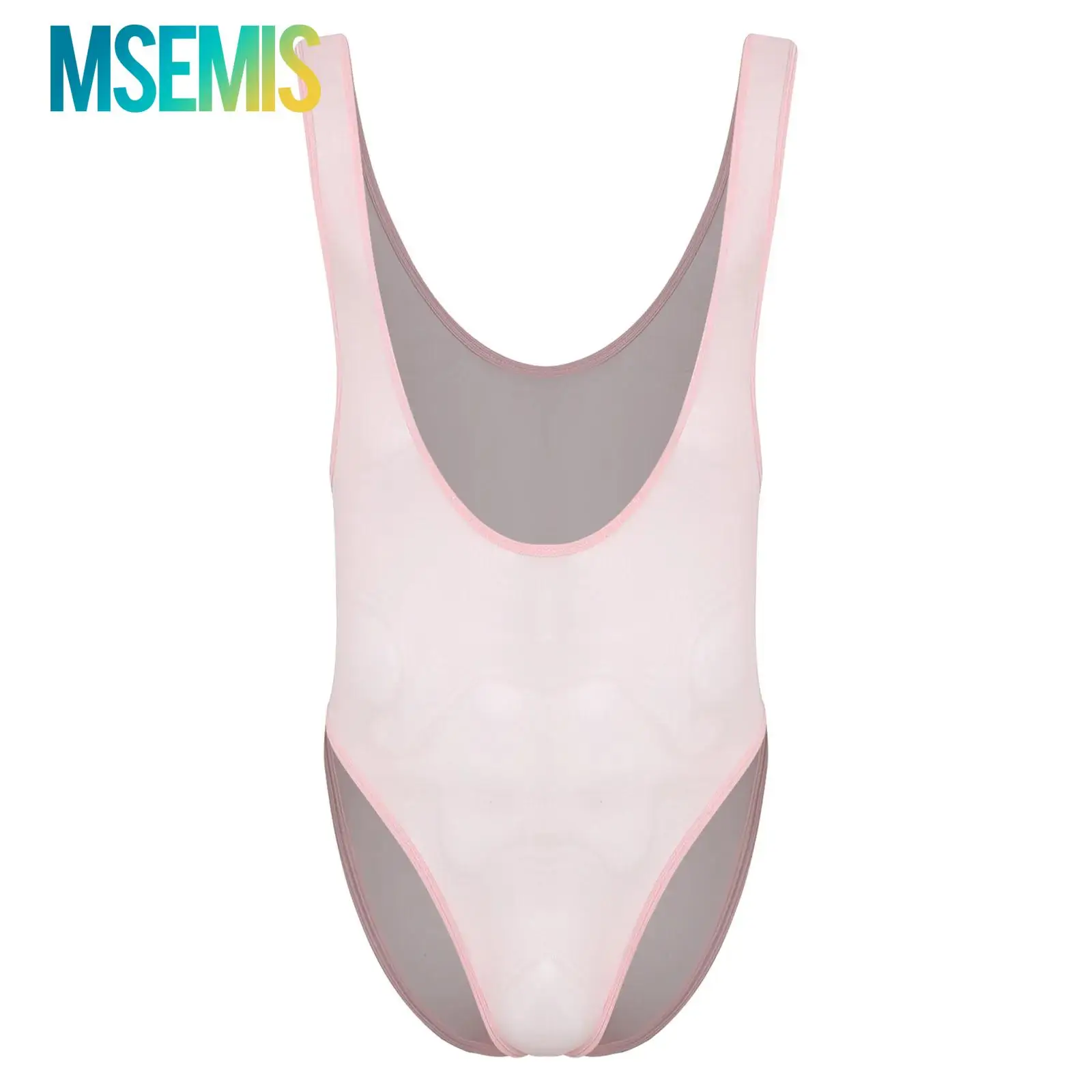

Mens Bulge Pouch Slim Mankini Jumpsuit Sheer One-piece Bodysuit Underwear Showing Chest Muscle High-cutting Swimwear Rave Party