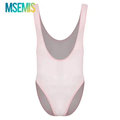 Mens Bulge Pouch Slim Mankini Jumpsuit Sheer One-piece Bodysuit Underwear Showing Chest Muscle High-cutting Swimwear Rave Party
