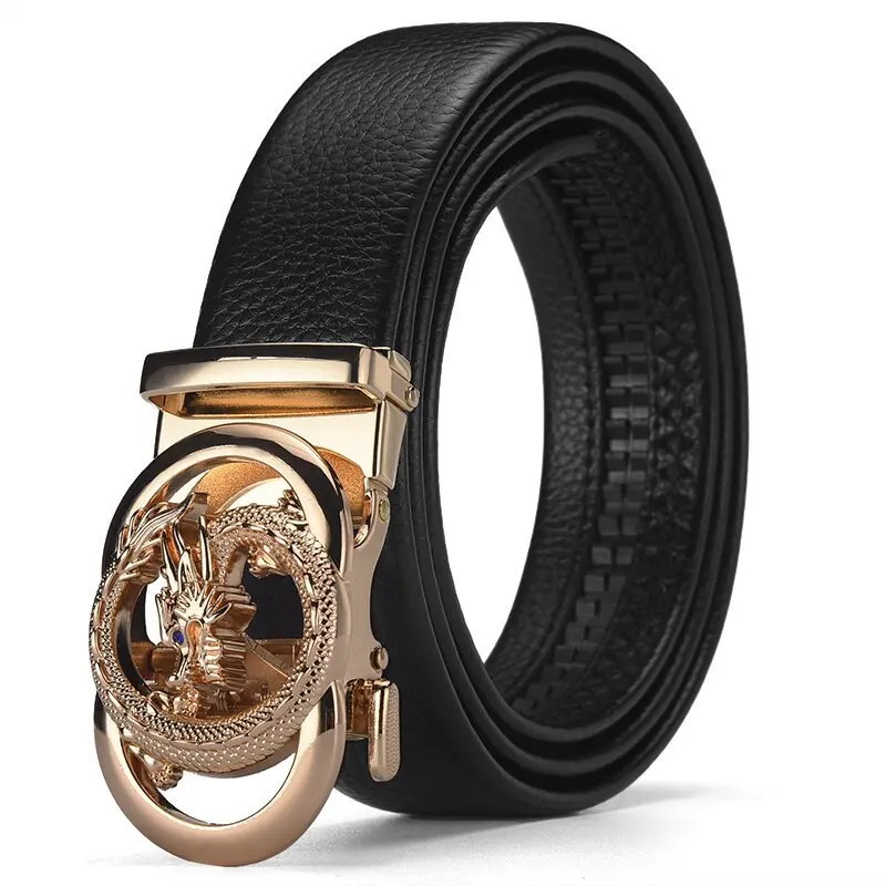 حزام الرجال الراقية سبيكة التنين على شكل مشبك التلقائي نمط ليتشي حزام الخصر الحد الأدنى سراويل تقليدية مع البضائع