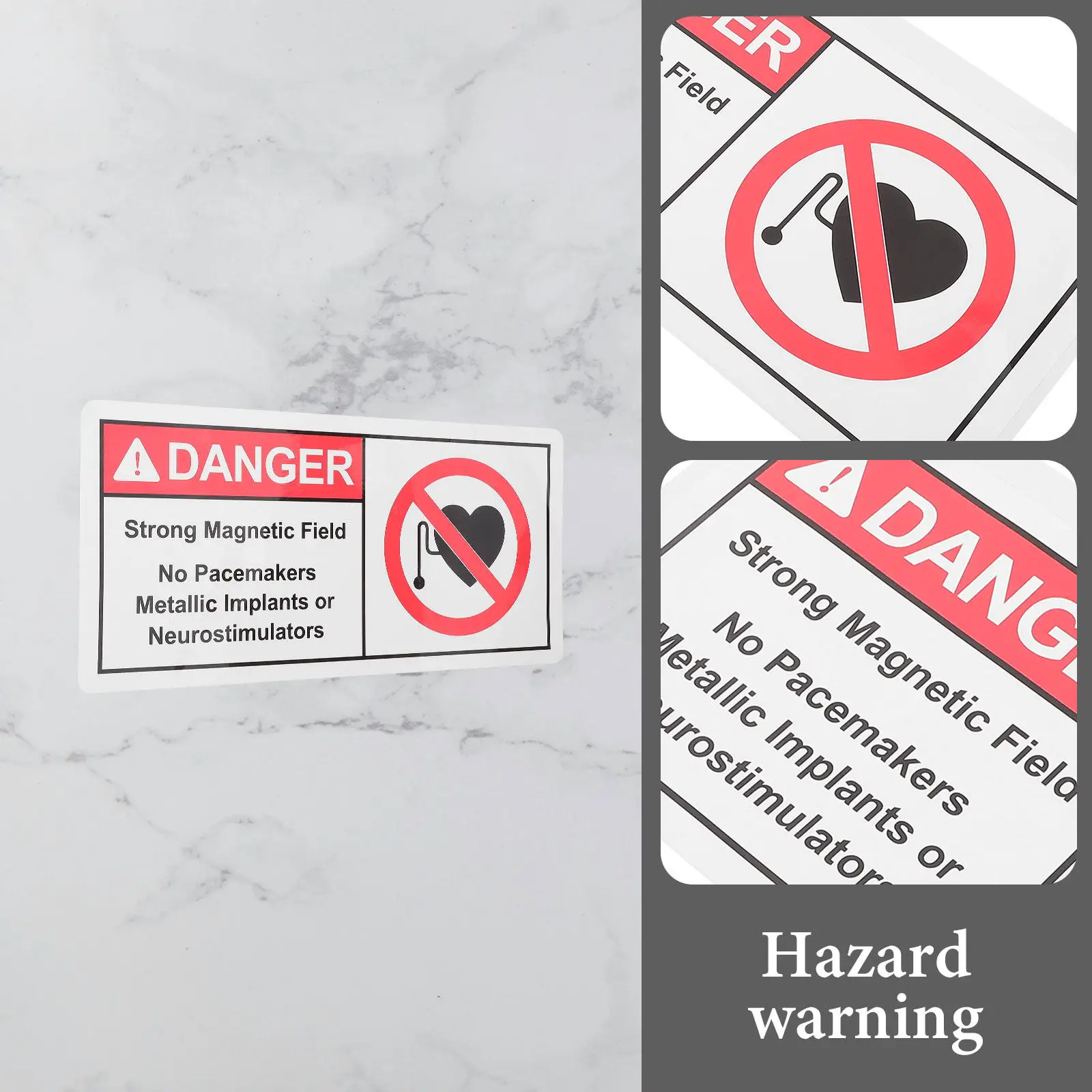 No Warning Sticker Magnetic Field Decal Caution Sign High Visibility Safety Label for Hospitals Clinics Indoor Outdoor