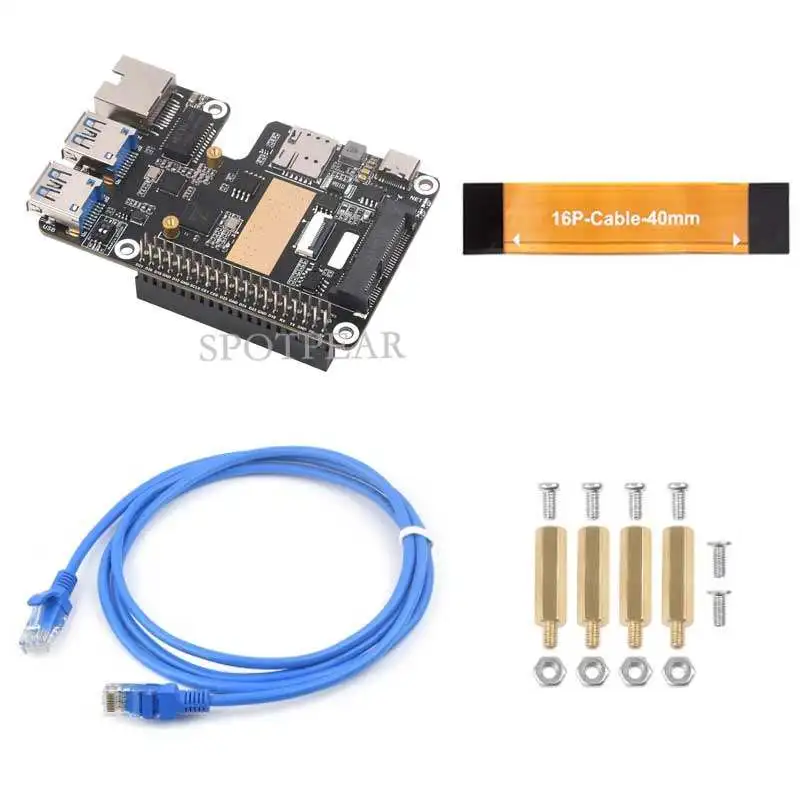 Raspberry Pi 5 PCIE to MiniPCIe 4G USB HUB Gigabit RJ45 Ethernet expansion board