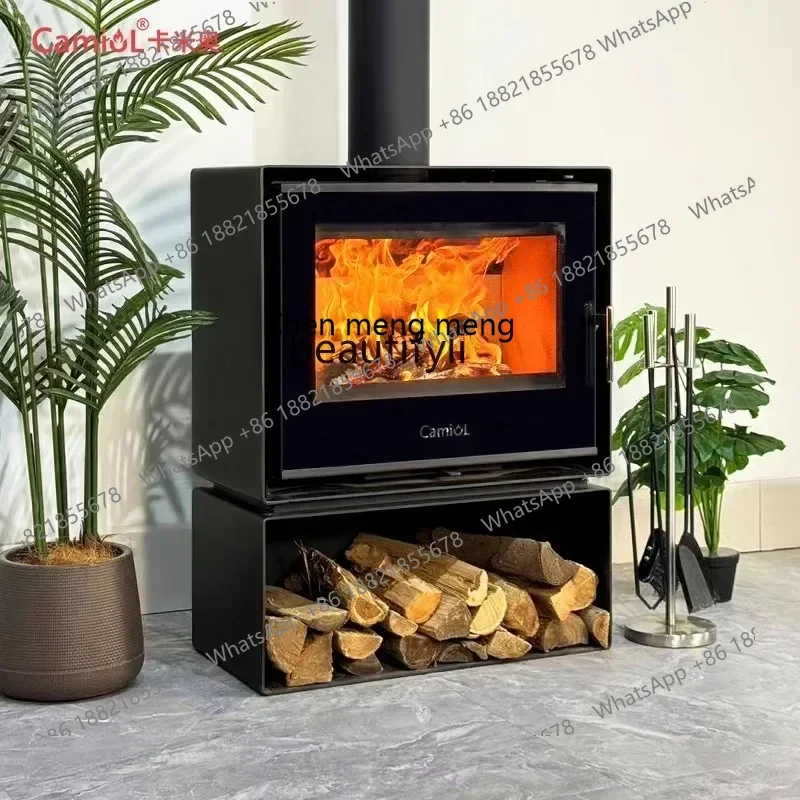 

B7304 Real fire fireplace burning firewood household living room modern simple steel plate homestay heating fireplace flame