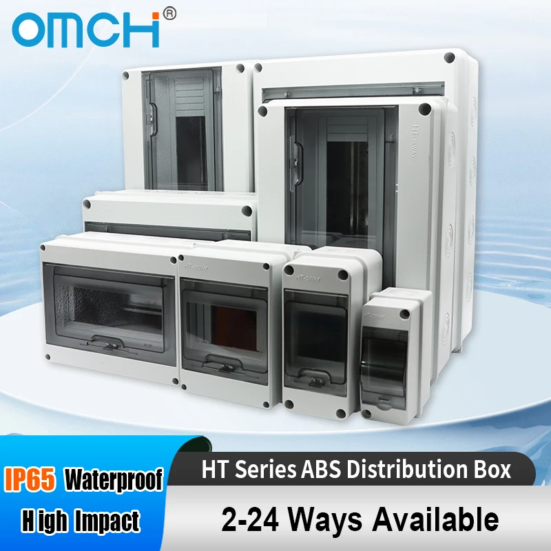Image of OMCH HT Serie IP65 Wasserdichte Verteilerdose ABS Elektrische Anschlussdose Outdoor-Schutzschaltergehäuse 2-24 Wege