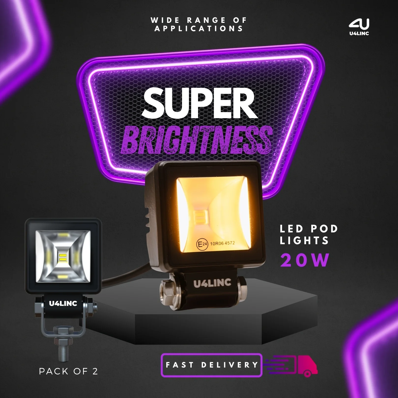 2PCS Bright LED offroad Light 2.3