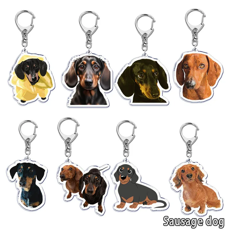 Cute Sausage Dog Funny Key Chain Keychains Ring for Accessories Bag Pendant Keyring Jewelry Pet Dachshund Meme Friends Gifts