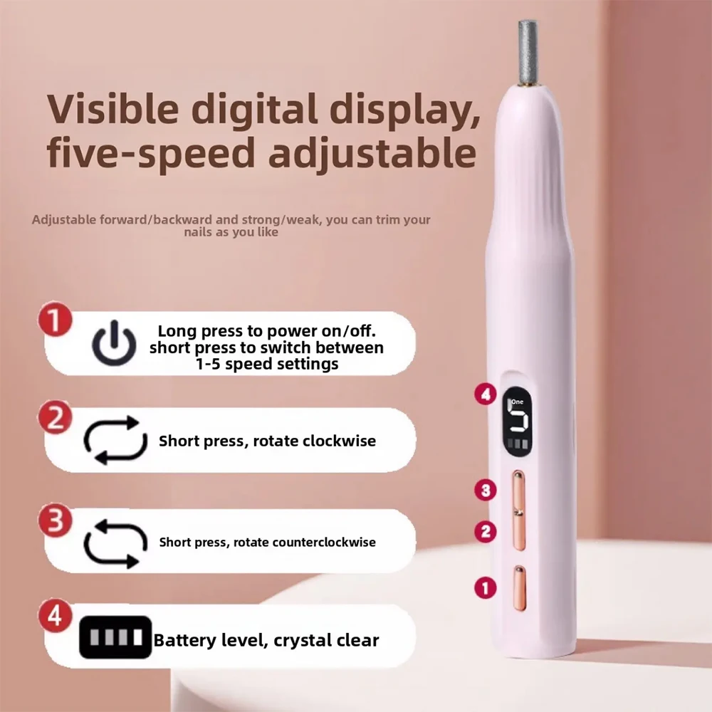 가벼운 전기 네일 폴리싱 도구 USB 충전 네일 그라인딩 머신 가정용