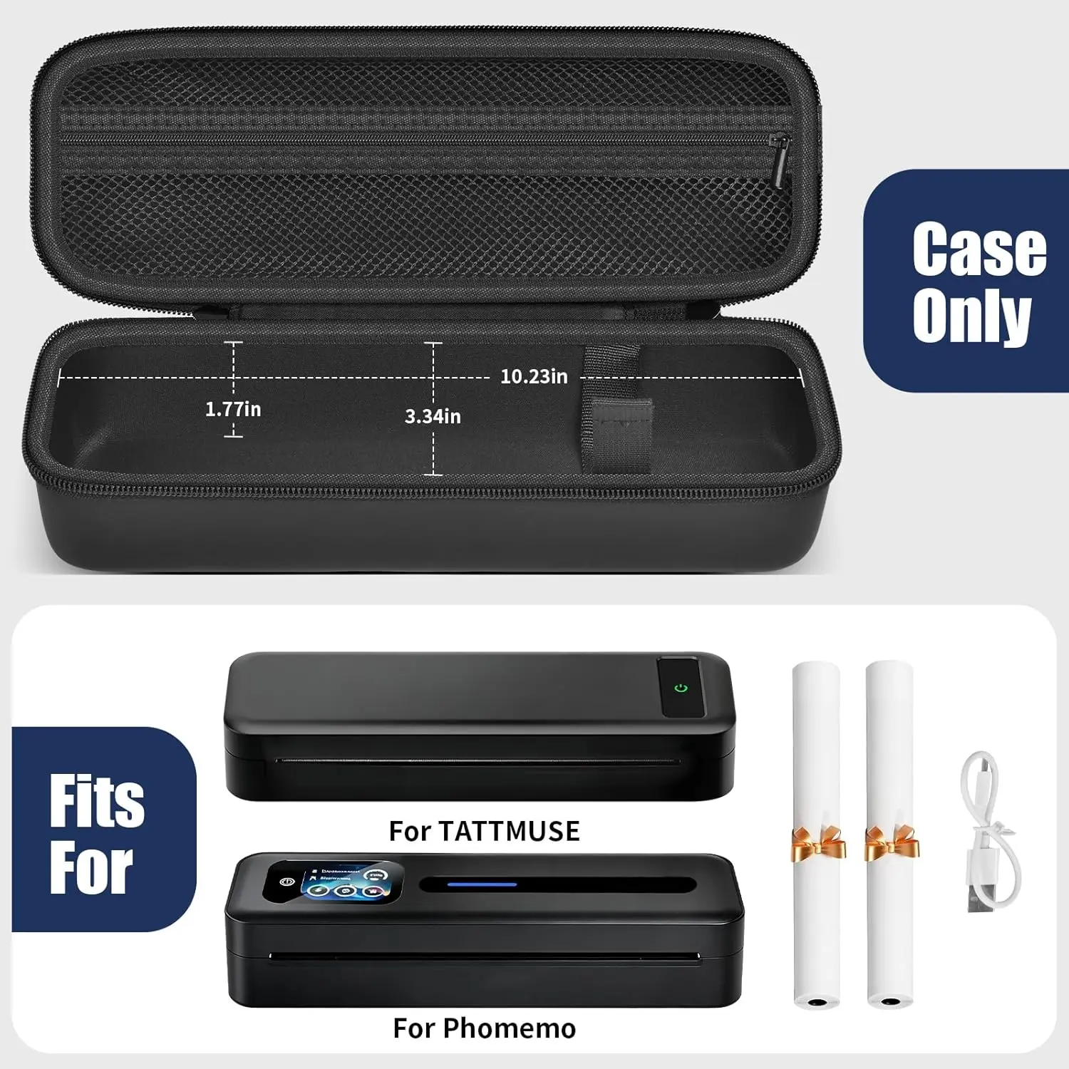 Portable Printer Case for Phomemo/for Tattmuse Wireless Thermal Mobile Printers, Bluetooth Inkless Printer Cover Pouch for Trave