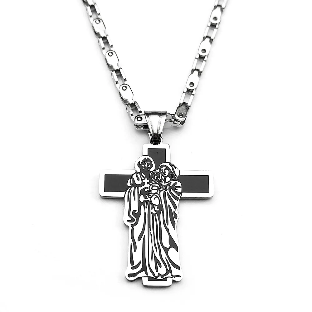 

Virgin Mary Saint Joseph Cross Chain For Women Men Stainless Steel Silver Color Jesus Catholic Faith Necklaces Jewelry Gifts