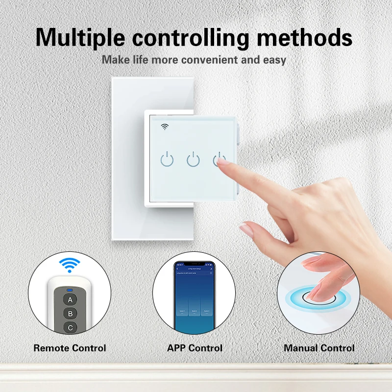 UBARO EU Wifi Smart Touch Wall Switch Indicator DIY Part Combine With Tempered Glass Frame Accessory White Black Home Appliance