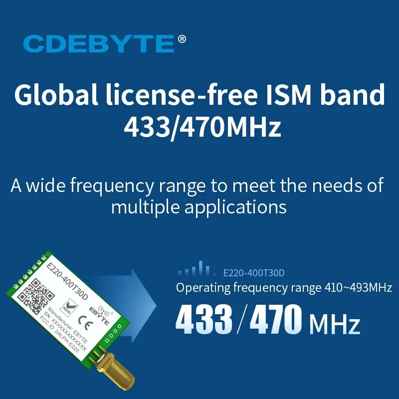 E220-400T30D LoRa Wireless UART 433MHz 470MHz 30dBm Module LLCC68 LoRa Spread Spectrum DIP UART Interface SMA-K Antenna