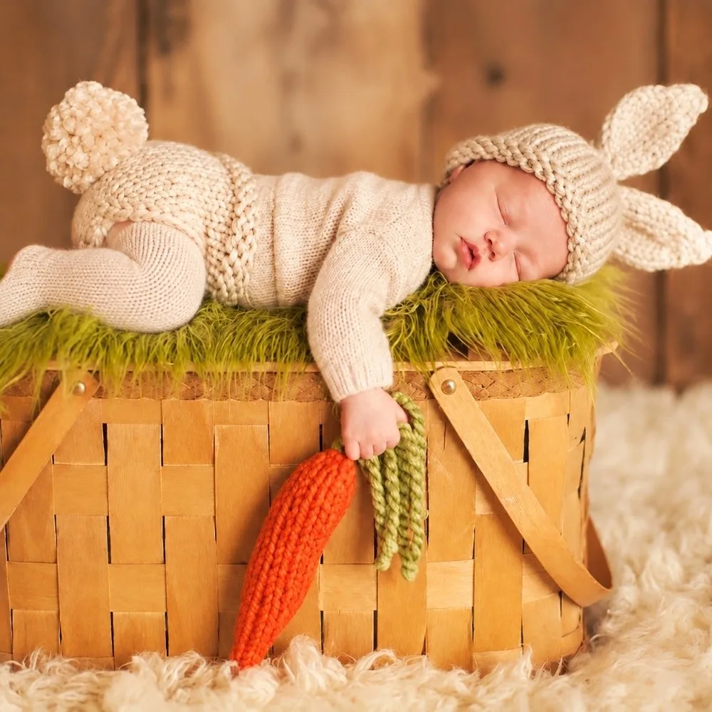 Boys Newborn Photo Photography Crochet Knit Costume Rabbit Baby Caps Prop Accessories Baby Clothes