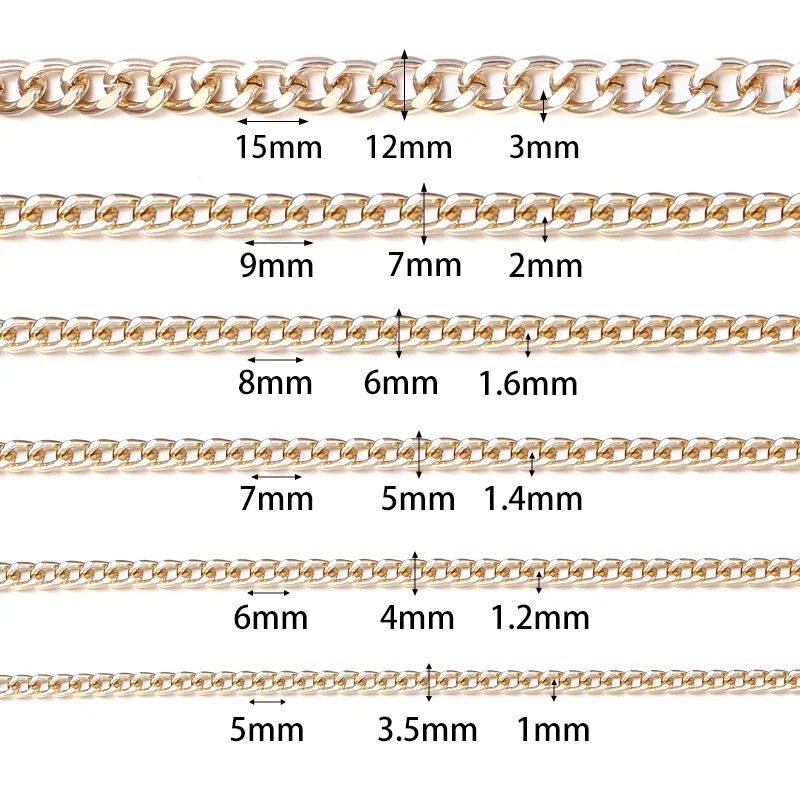 5 Yards/Rol Metalen Aluminium O-Vormige Kettingen Goud Zilver Kleur Twist Ketting Voor Diy Sieraden Maken Kleding Tas Accessoire Benodigdheden