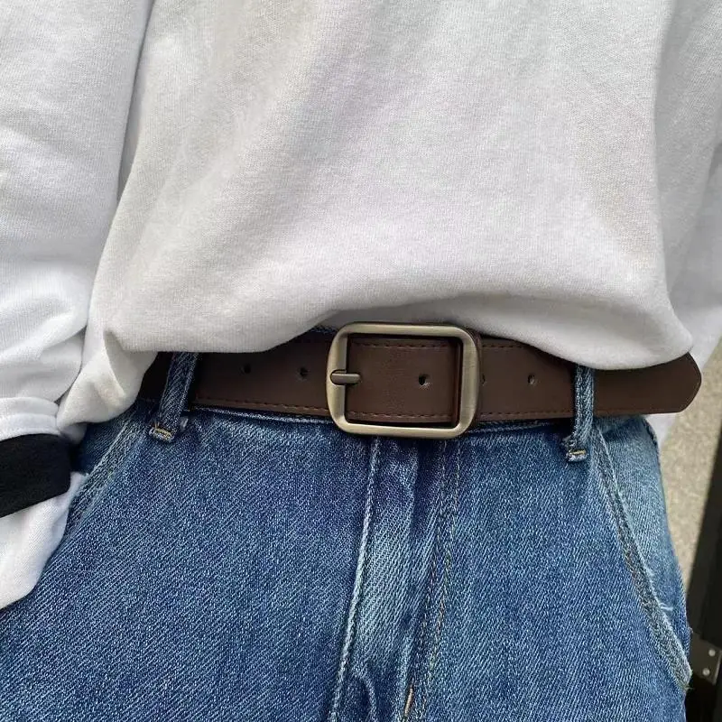 Women PU Leather Belt Scratch-resistant Long Lasting 1PCS Black Brown Casual Waistband for Jeans Outdoor Picnic Wear