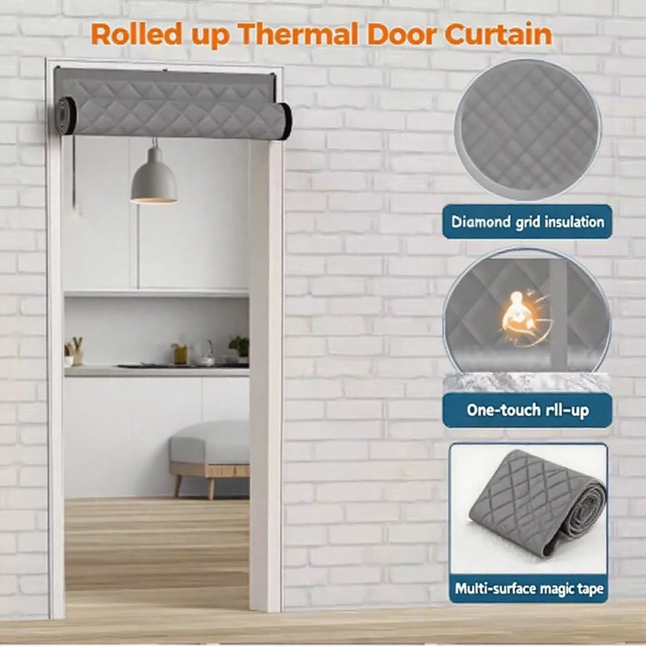1 heavy-duty cold and stormproof door curtain, easy to roll up and store, durable polyester material, sturdy construction