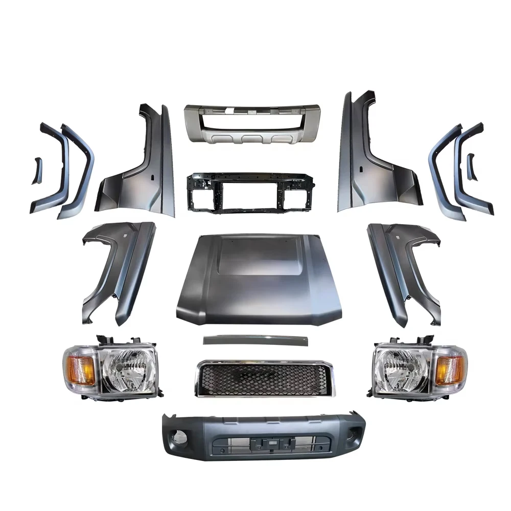 71hot Body Kit Front Bumper Grille Headlamp Auto Front Bumper Protective Body Kit Device Bodykit for Toyota Land Cruiser Fj75 19