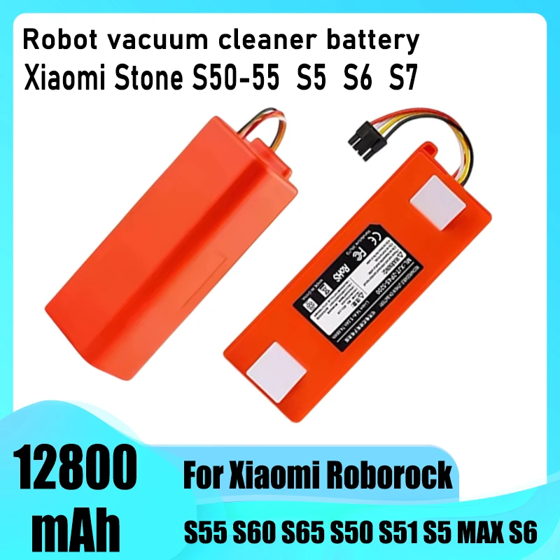 For Xiaomi Roborock S55 S60 S65 S50 S51 S5 1S 1ST MAX S6 robot vacuum cleaner, 14.4V 12800mAh lithium-ion battery