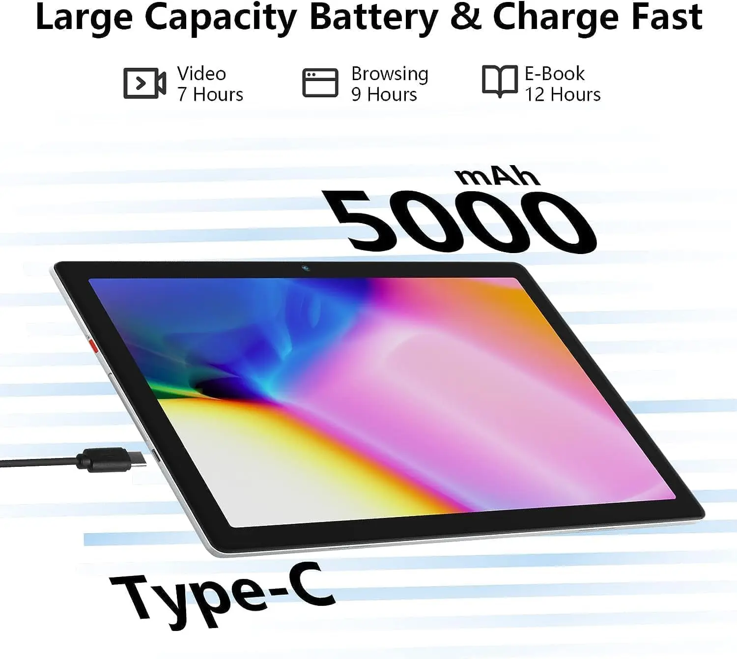 URAO 10.1 pouces tablette Android 6GB RAM 64GB ROM 128GB extensible 5000mAh batterie HD écran tactile double caméra WiFi Bluetooth Table