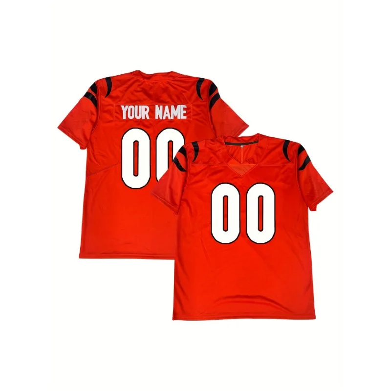 Customized  Cincinnati Bengal Tiger Rugby Jerseys for Men Women Name&Number Stitched Personalized T-Shirts Make Your Own DIY