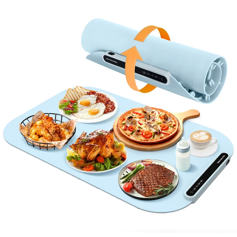 110V 250W Electric Heating Tray with Adjustable 3 Temperature Foldable Fast Food Heating Mat US Plug Buffet Warmer Constant Plat