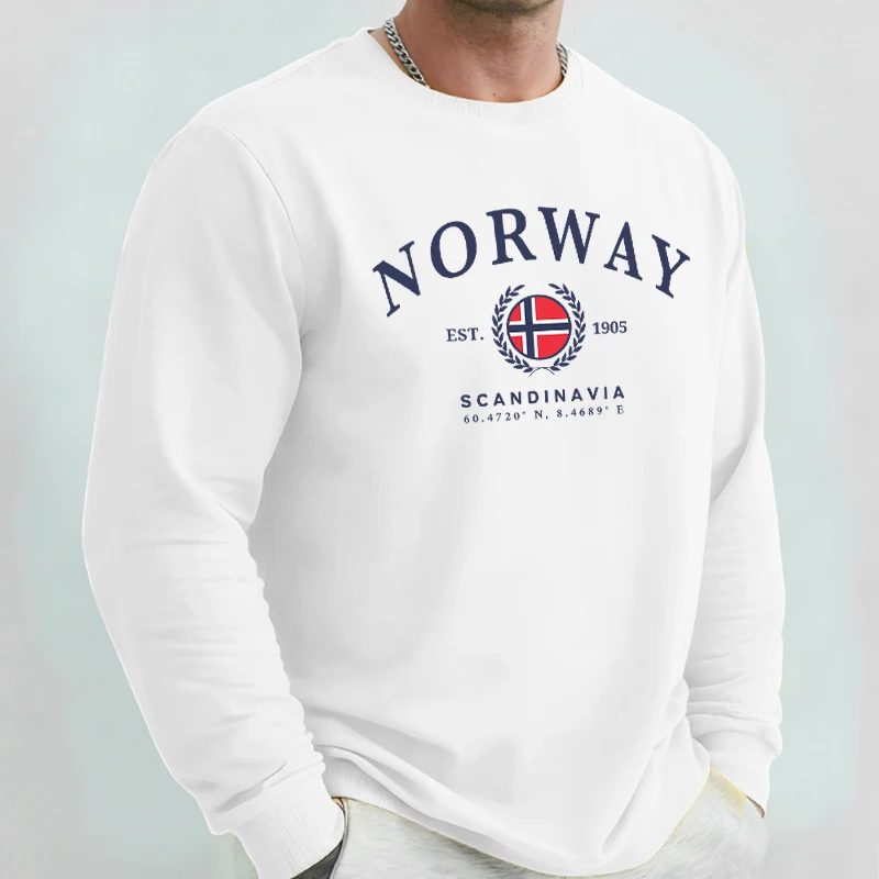 Norwegen Skandinavien Flagge Kreative Druck Sweatshirt Männliche Mode Straße Kleidung Alle-Spiel Lose Sportswear Oansatz Casual Pullover