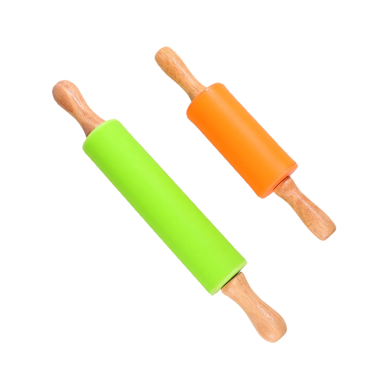 

2PCS Silicone Rolling Wooden Dough Roller DIY Rolling Stick Non-stick Baking Tools for Home Shop rolling sticks for baking