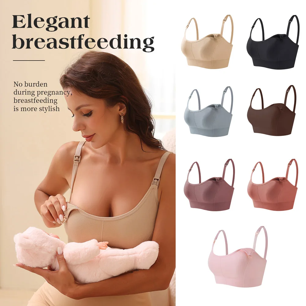

Maternity Nursing Bra Solid Breastfeeding Bras For Feeding Nursing Underwear Clothes For Pregnant Women Wirefree Breathable Bras