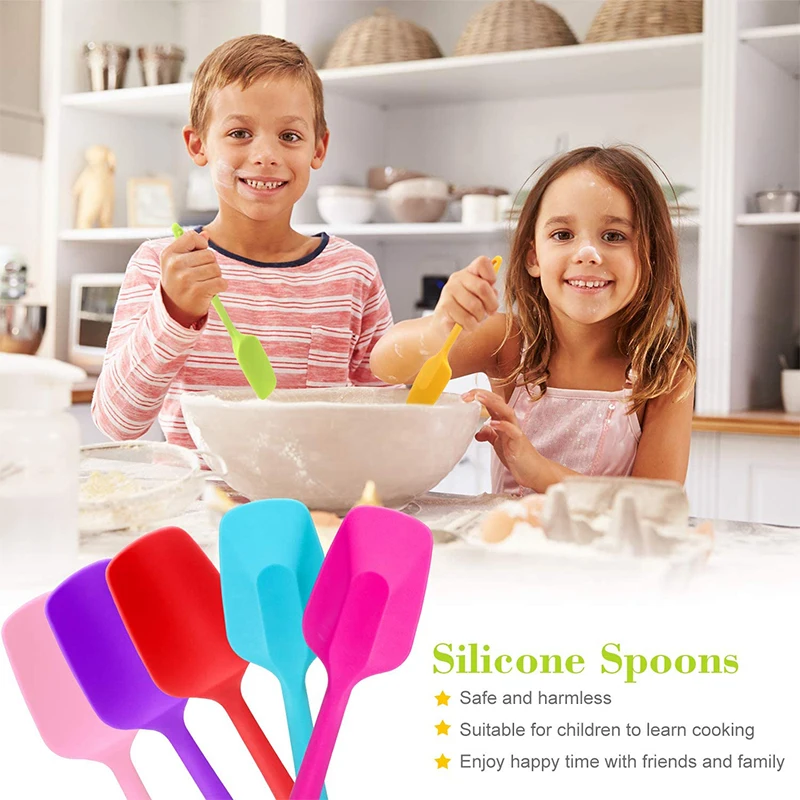 LMETJMA 28cm Silicone Spatulas Heat Resistant Spoon Spatula Non-Stick Spoonula Flexible Scrapers Baking Mixing Tool JT20