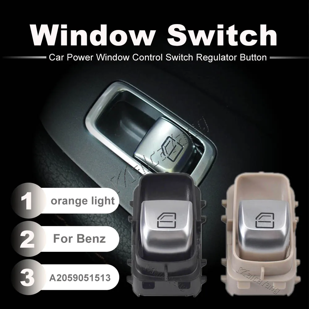 A2059051513 مفتاح نافذة الطاقة الجانبي لراكبي السيارة برتقالي/أبيض لسيارة Mercedes-Benz S E C GLC EQC Class W222 W213 W205 W253 W293